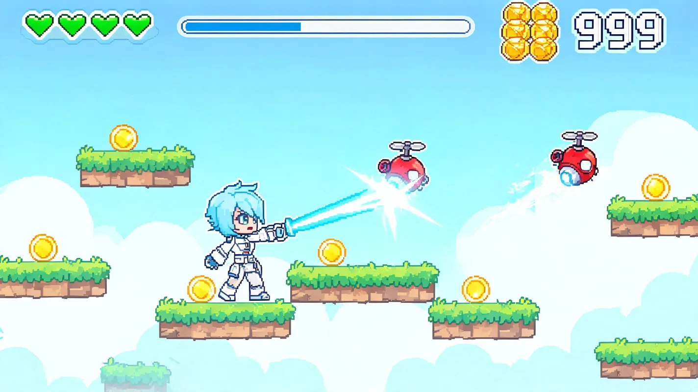 AI-generated character to mini game preview showing a mascot transformed into a playable side-scrolling mini game scene.