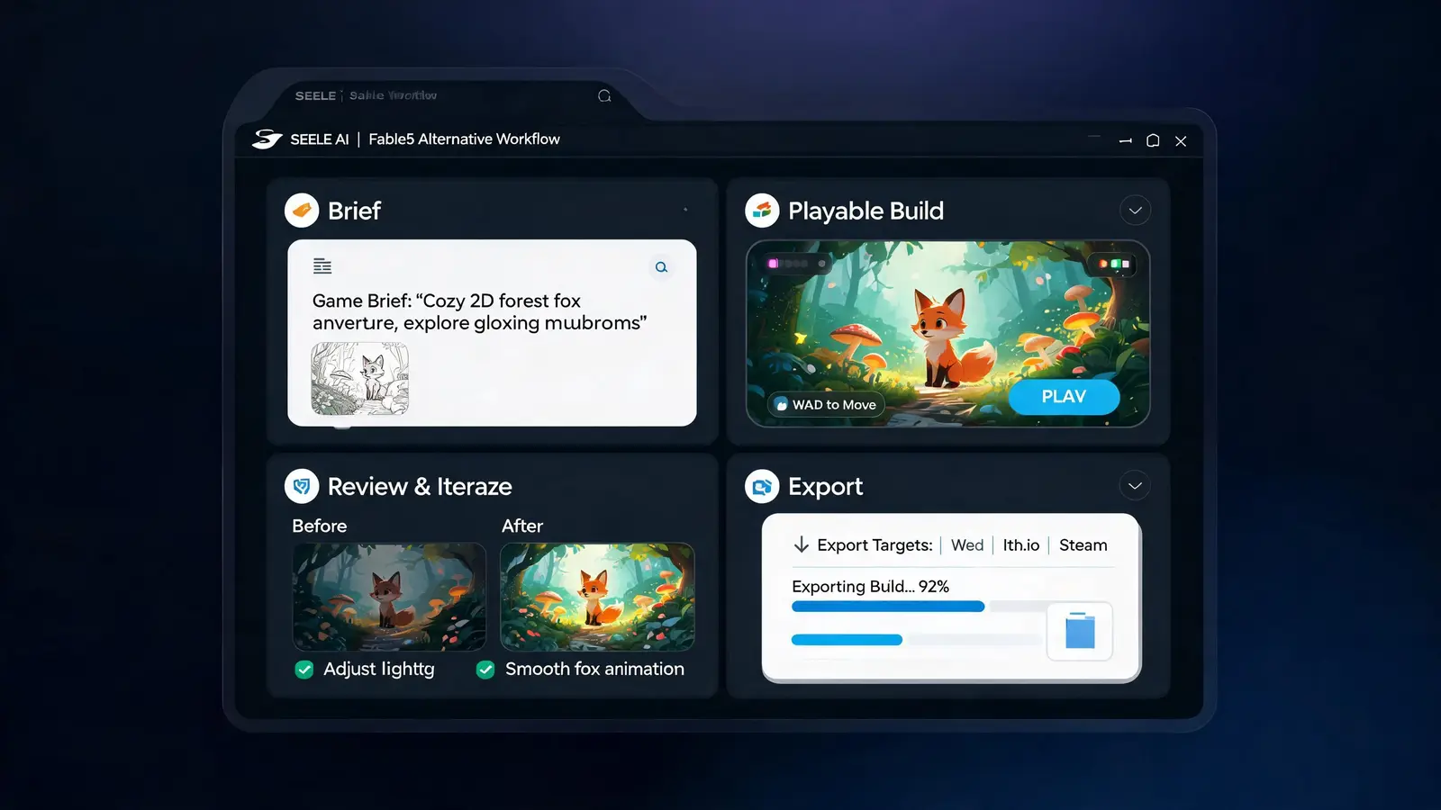 Generated preview image for Fable5 Workflow Alternative showing a concrete playable game workflow and reviewable output.
