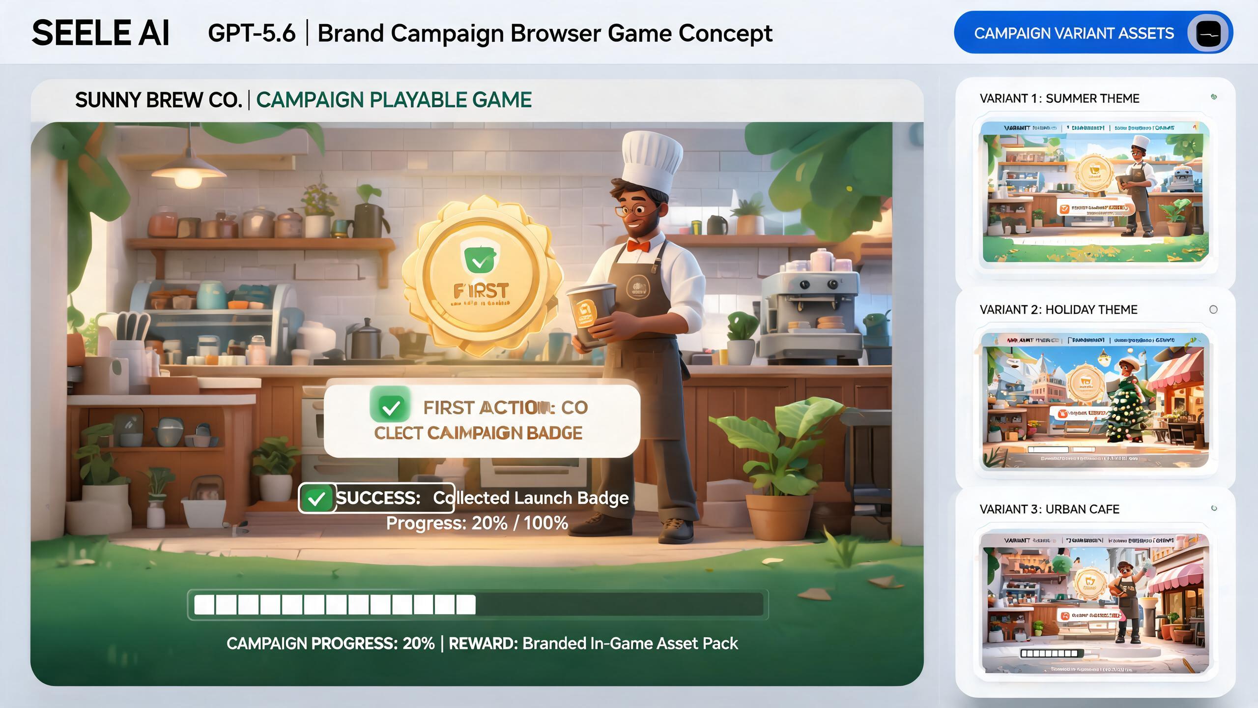 Generated playable preview for gpt56-browser-game-concept-brand-campaign-teams: desktop browser arcade mini game with score UI and shareable result evidence.