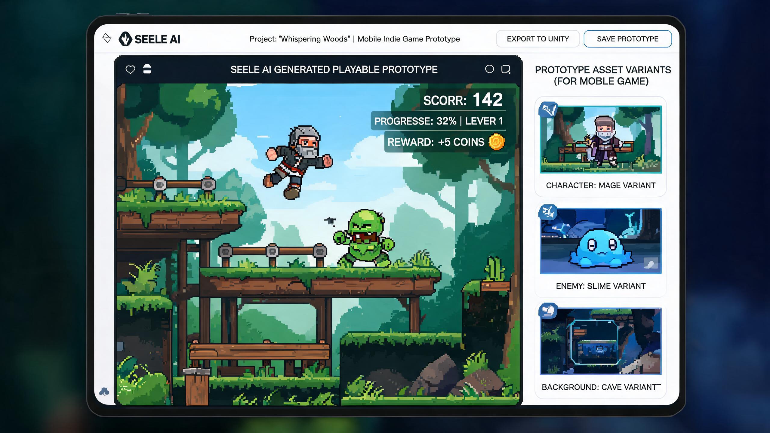 Generated playable preview for gpt56-indie-creator-prototype-mobile-game-studios: indie browser prototype with story prompt, player action, reward state, and creator handoff package.