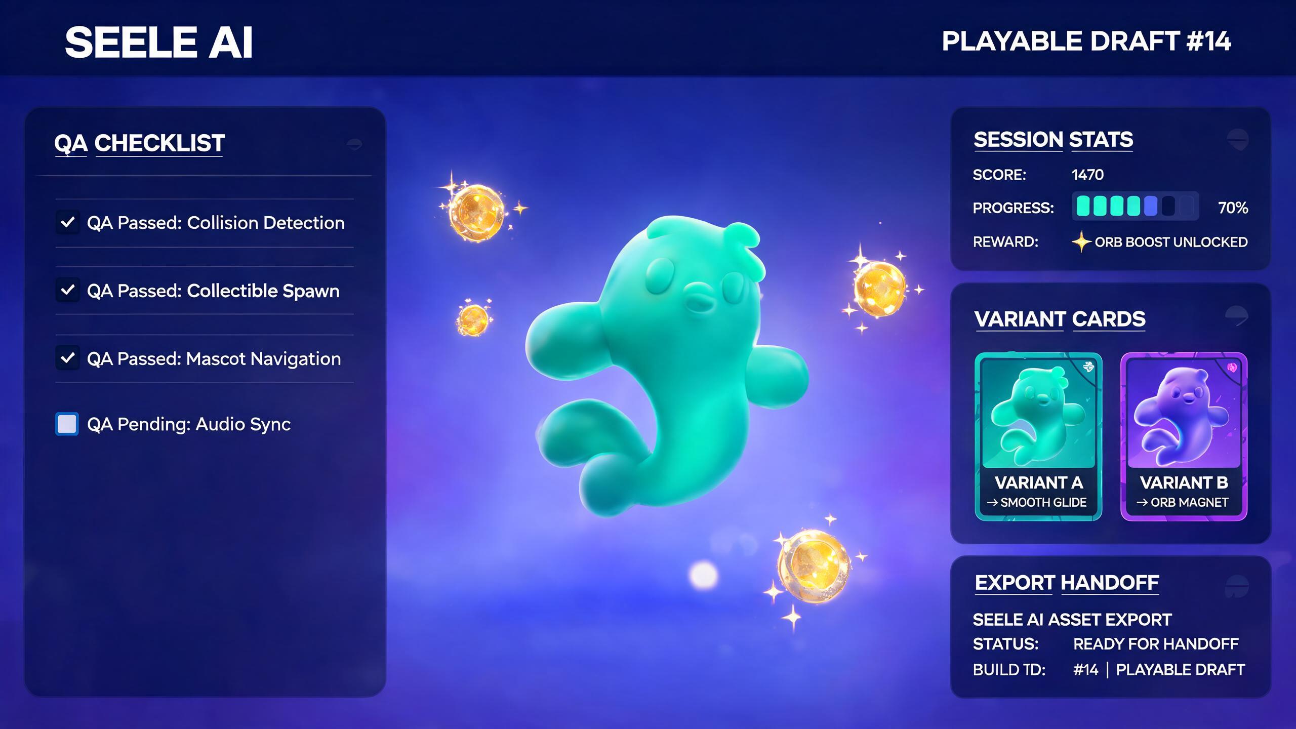 Generated playable preview for gpt56-roblox-style-game-idea-performance-marketers: Roblox-style browser mini game concept with collectibles, safe objectives, and handoff cards.