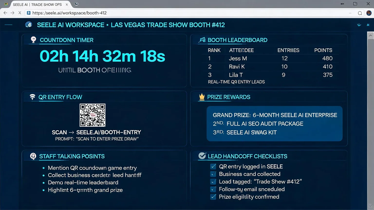 Generated evidence image for Trade Show Mini Game Maker showing proof screens, asset package, and playable review notes.