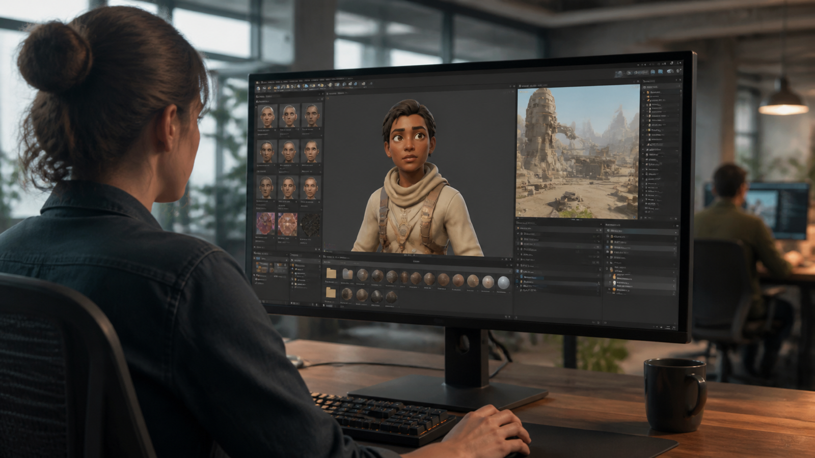 Game creation workflow interface and creator workspace related to Crafting stylized digital humans on Daughter of the Inner Stars with MetaHuman and UE5