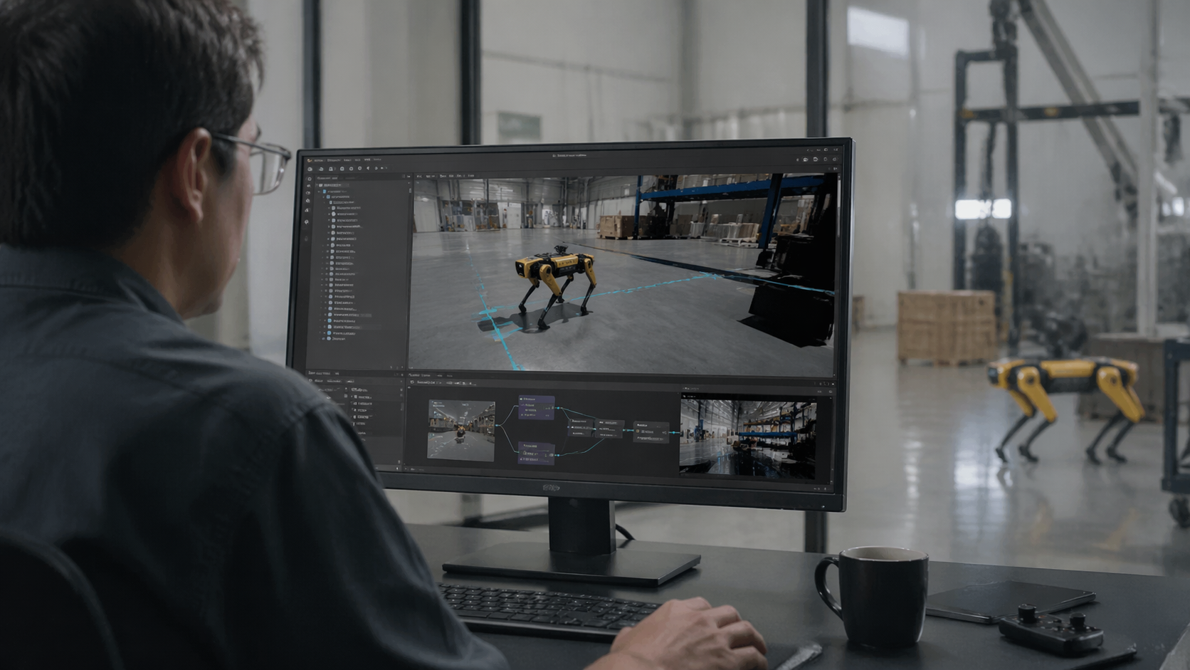 Developer tool interface and production workflow setup related to UE5 is becoming the platform of choice for robotics simulation