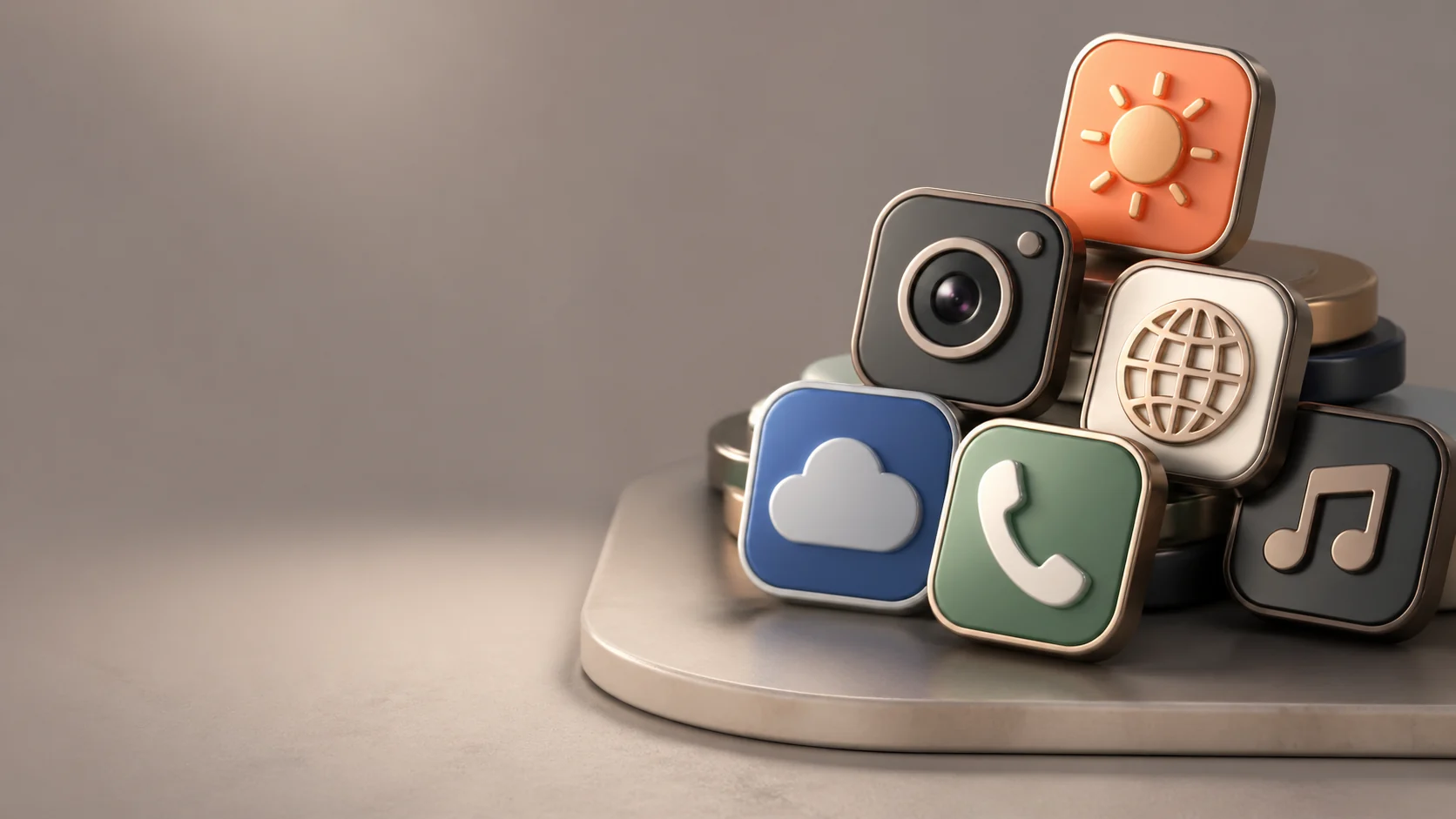 Premium editorial 3d app icon assets image