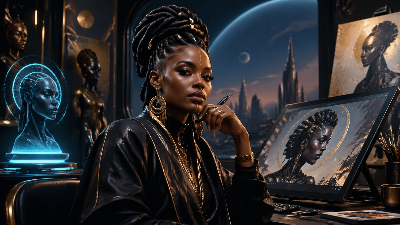 Best AI Afrofuturism Portrait Art Generator: Create Stunning Afrofuturism Portrait Art in Seconds example 1
