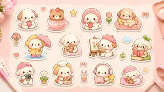 Best AI Kawaii Sticker Sheet Designs Generator: Create Stunning Kawaii Sticker Sheet Designs in Seconds example 1