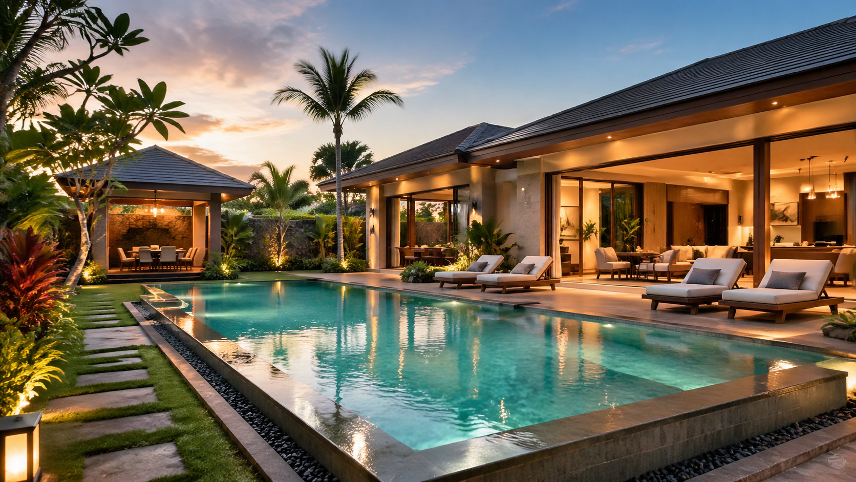 Best AI Luxury Pool Villa Exteriors Generator: Create Stunning Luxury Pool Villa Exteriors in Seconds example 1