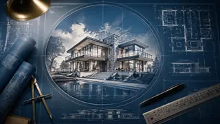 Architectural Blueprints (Artistic) AI image generation example 1