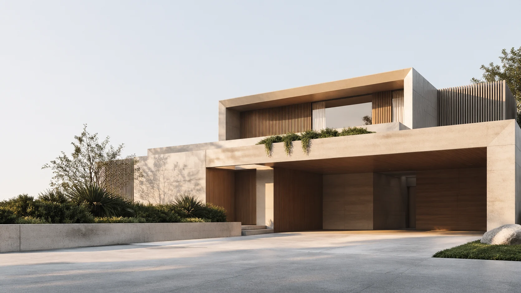 Clean modern architectural exterior renders image