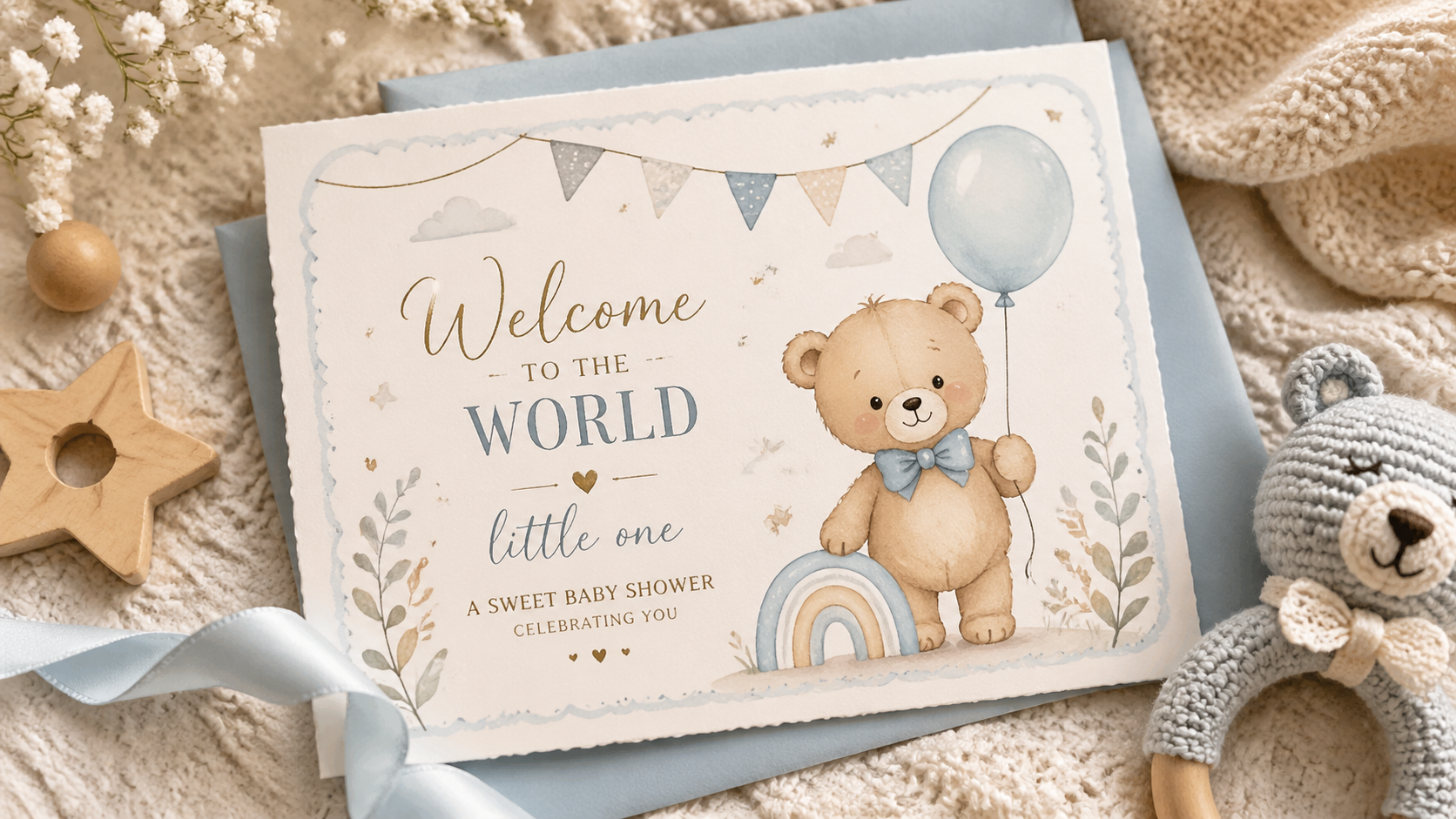 Close-up or alternate layout for sweet baby shower cards with nursery motifs