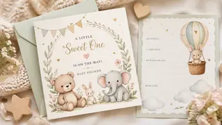 Sweet baby shower cards with nursery motifs