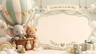 Second variation of sweet baby shower cards with nursery motifs