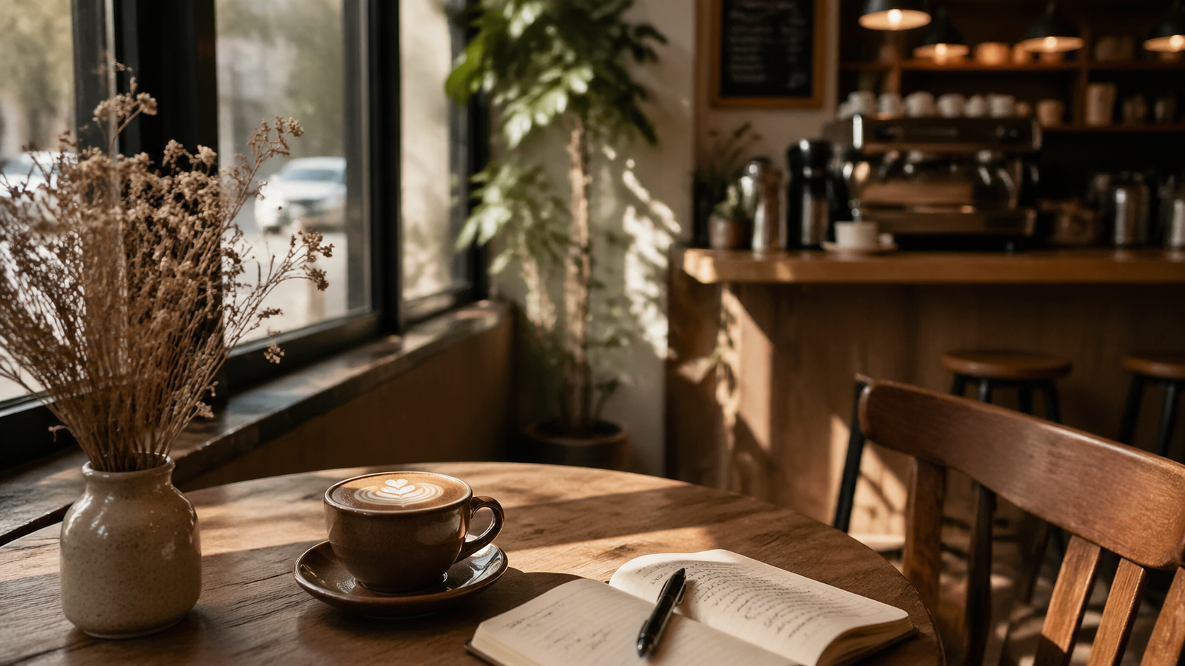 Coffee shop aesthetic photos with cozy interiors