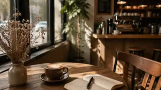 Coffee shop aesthetic photos with cozy interiors