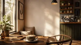 Second variation of coffee shop aesthetic photos with cozy interiors