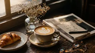 Close-up or alternate layout for coffee shop aesthetic photos with cozy interiors