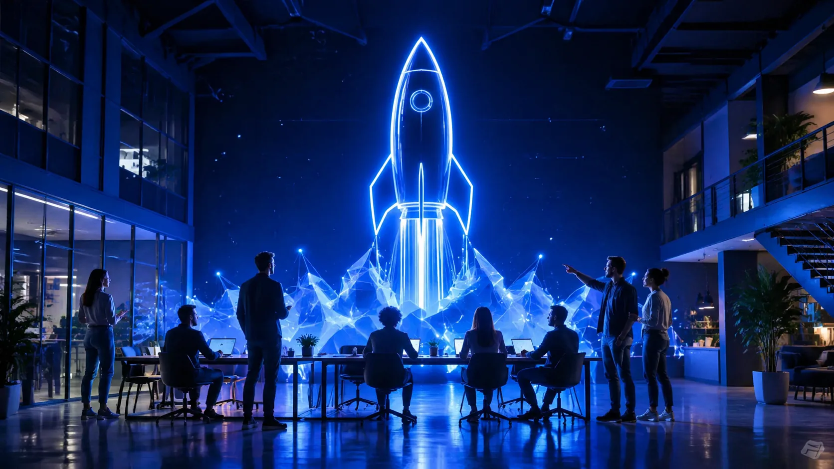 Create a modern startup launch milestone visual
