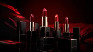Create a dramatic cosmetic launch visual