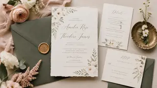 Elegant wedding invitation suites with personalized typography