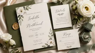Close-up or alternate layout for elegant wedding invitation suites with personalized typography