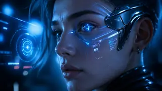 Futuristic eye augmentation portrait