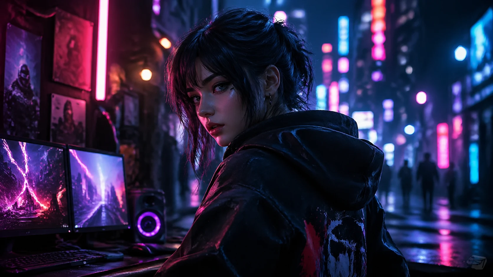 Cyberpunk NPC Portrait AI image prompt example 1