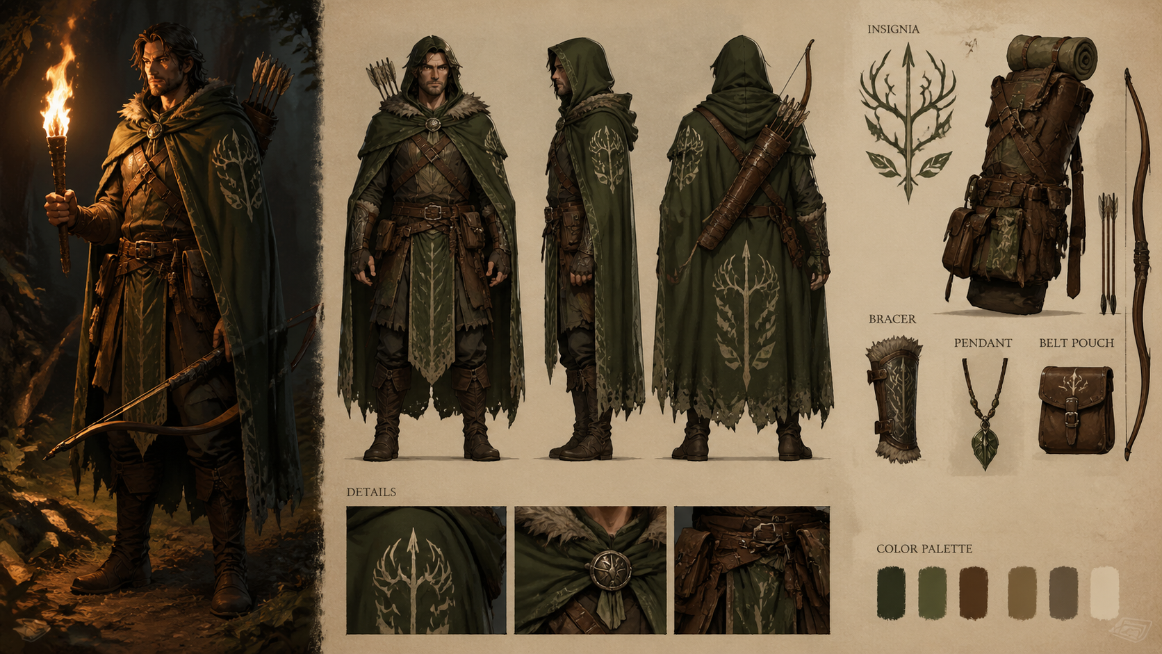 Original tabletop fantasy ranger concept art