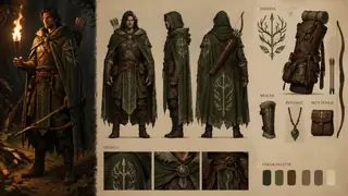 Original tabletop fantasy ranger concept art