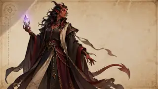 Tabletop RPG tiefling-inspired sorcerer concept