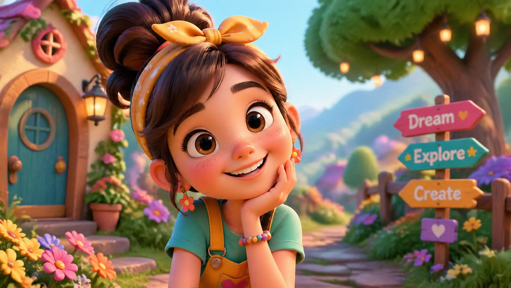 Whimsical 3D animated portrait