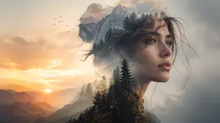 Double Exposure Portraits AI image generation example 1