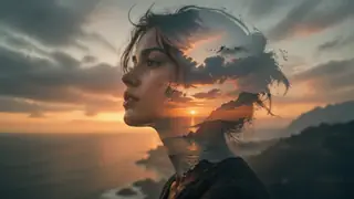 Double Exposure Portraits AI image generation example 3