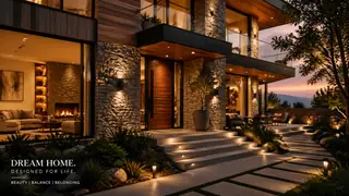 Close-up or alternate layout for dream house concept art with architectural mood