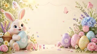 Second variation of Easter bunny and egg designs with pastel palettes
