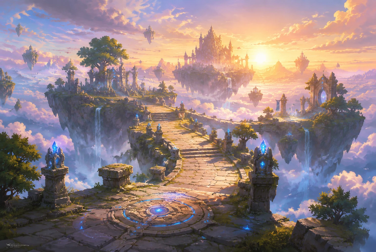 Floating island fantasy game background