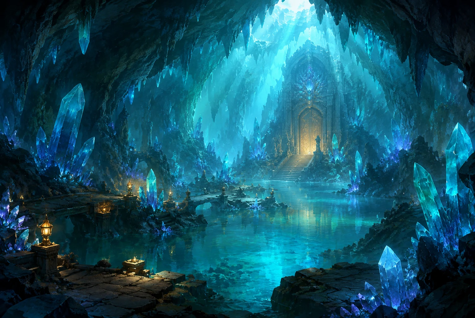 Crystal cavern fantasy game background