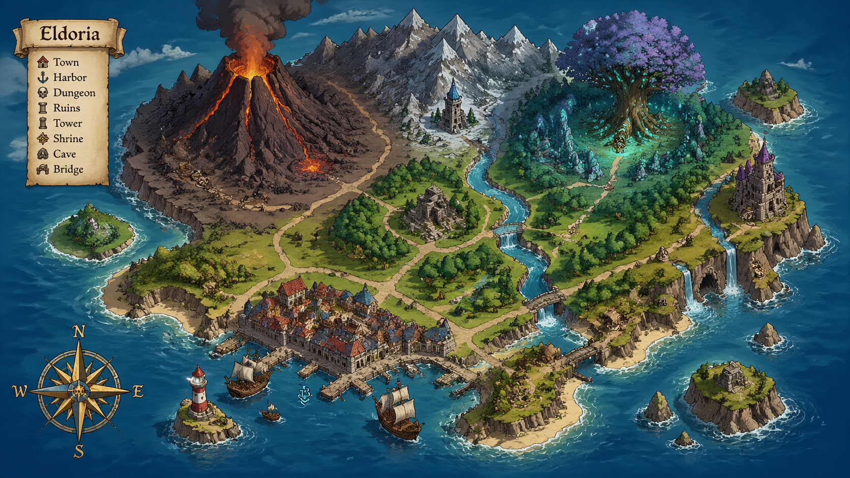 Isometric fantasy island map