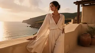 Create a luxury resort fashion lookbook scene