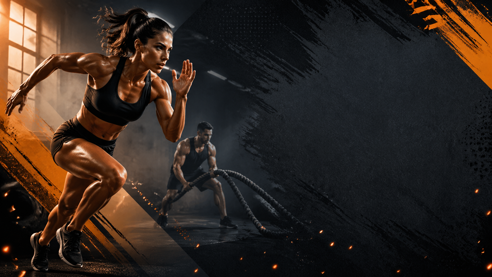 Second variation of fitness and gym motivation art with dynamic athletes