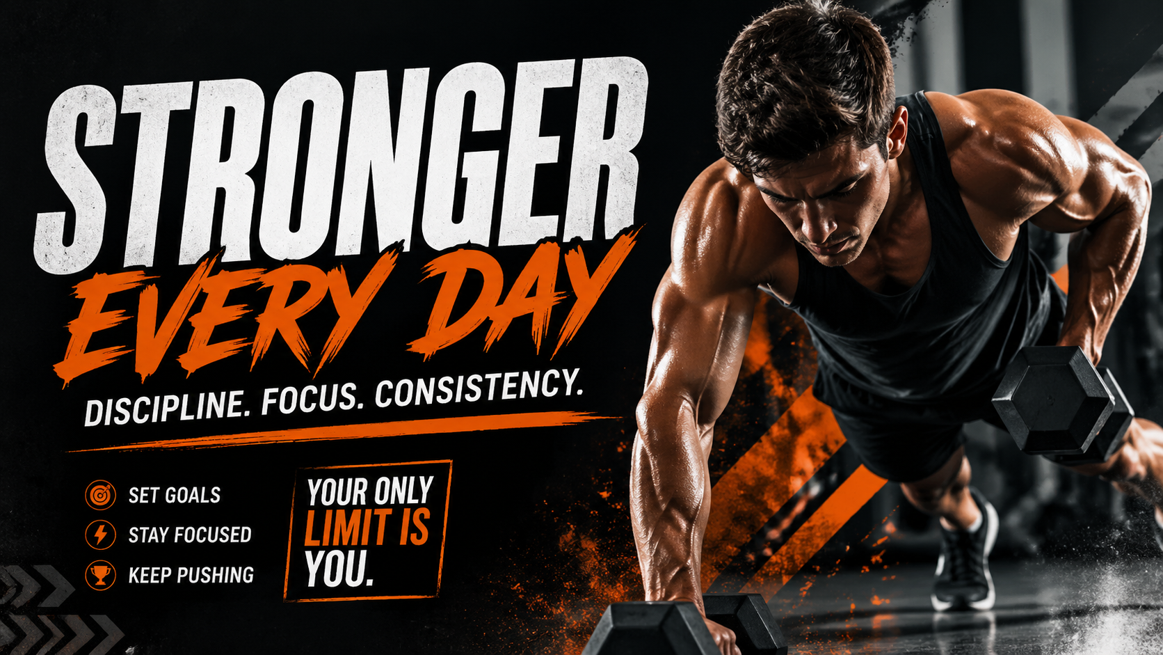 Close-up or alternate layout for fitness and gym motivation art with dynamic athletes