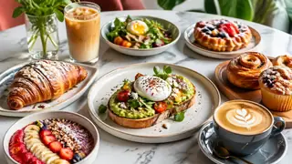 Create a modern cafe menu hero image