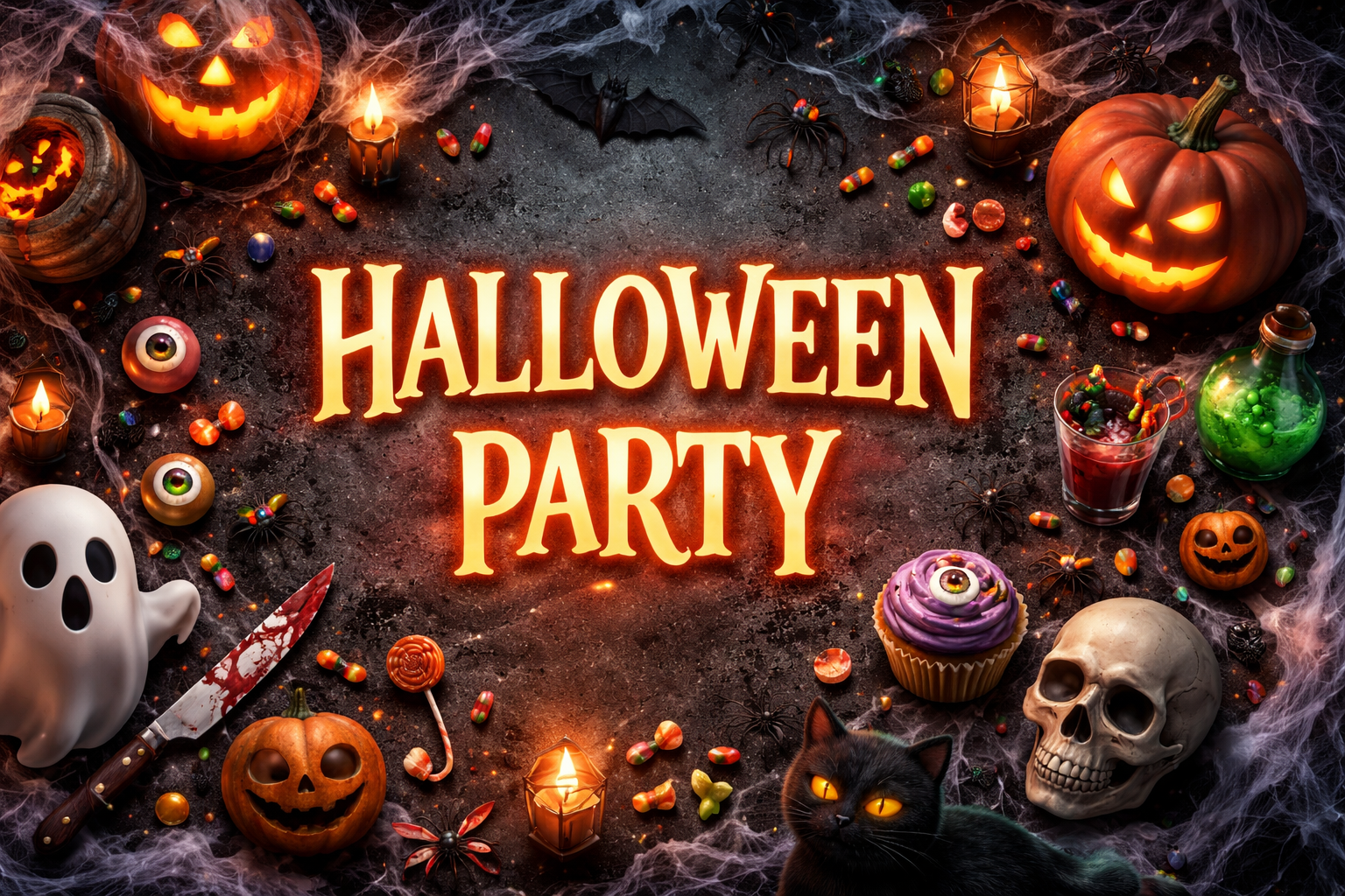 Close-up or alternate layout for spooky Halloween graphics with haunted atmospheres