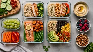 Healthy meal prep visuals with organized containers