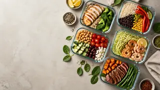 Second variation of healthy meal prep visuals with organized containers