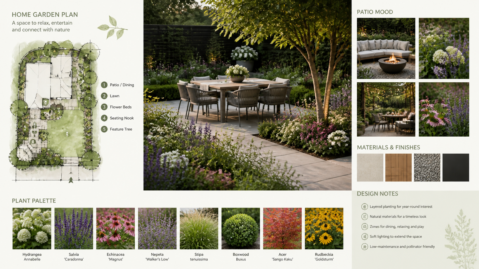 Home garden planning visuals with planting zones
