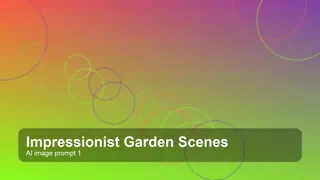 Create a cinematic impressionist garden scenes image