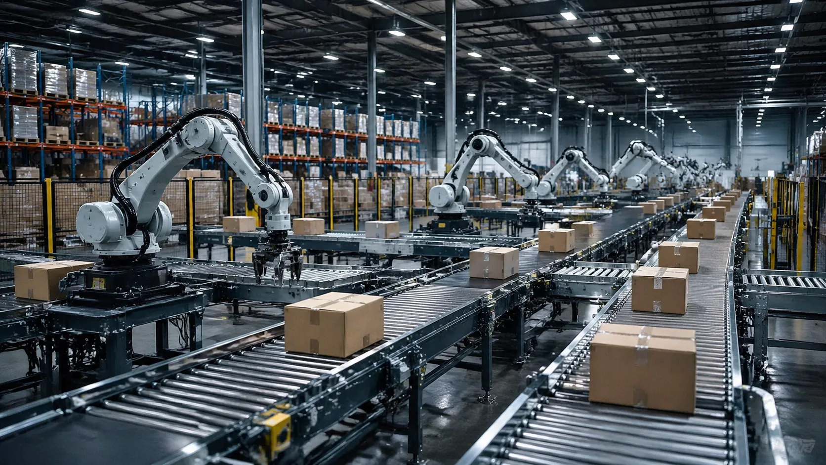 Create an automated warehouse equipment scene
