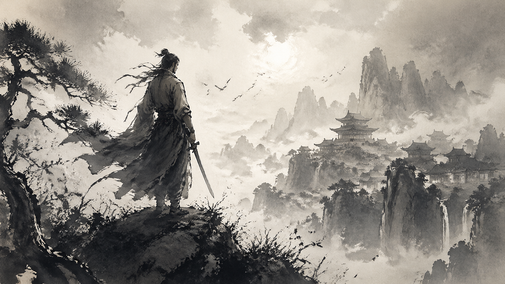 Ink Wash Illustrations AI image generation example 1