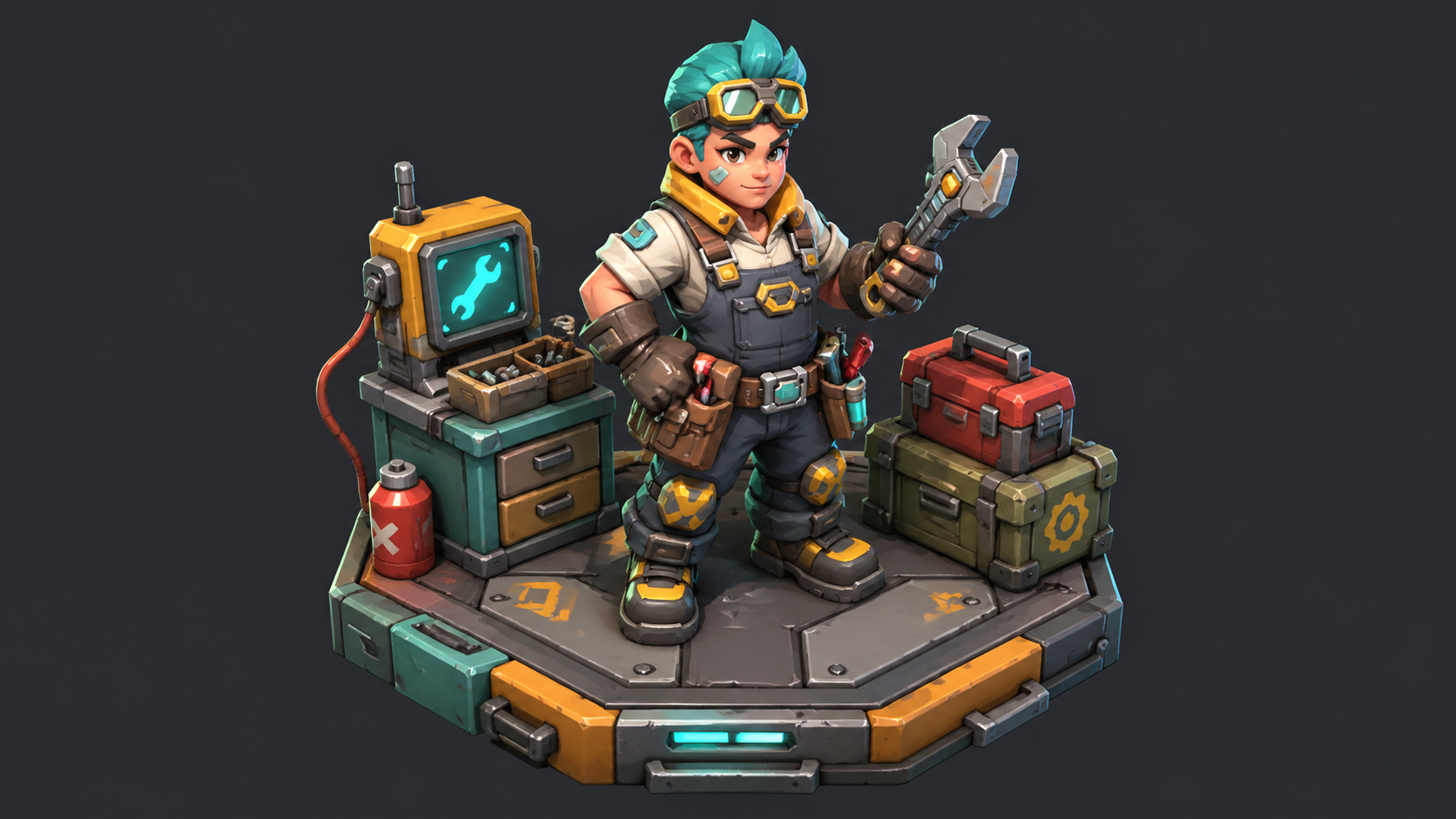 Low poly sci-fi mechanic character